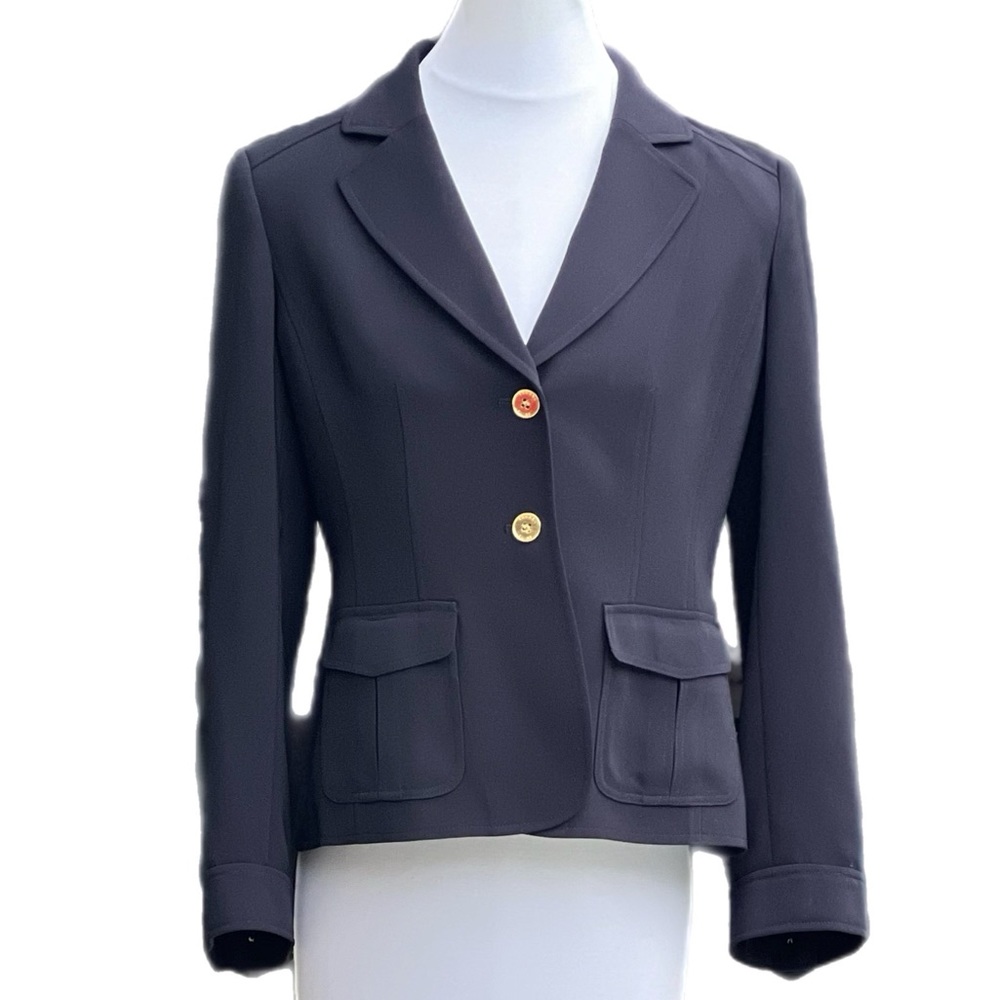 Tahari Arthur S Levine 6P Black Jacket Blazer Gold Excellent Condition
